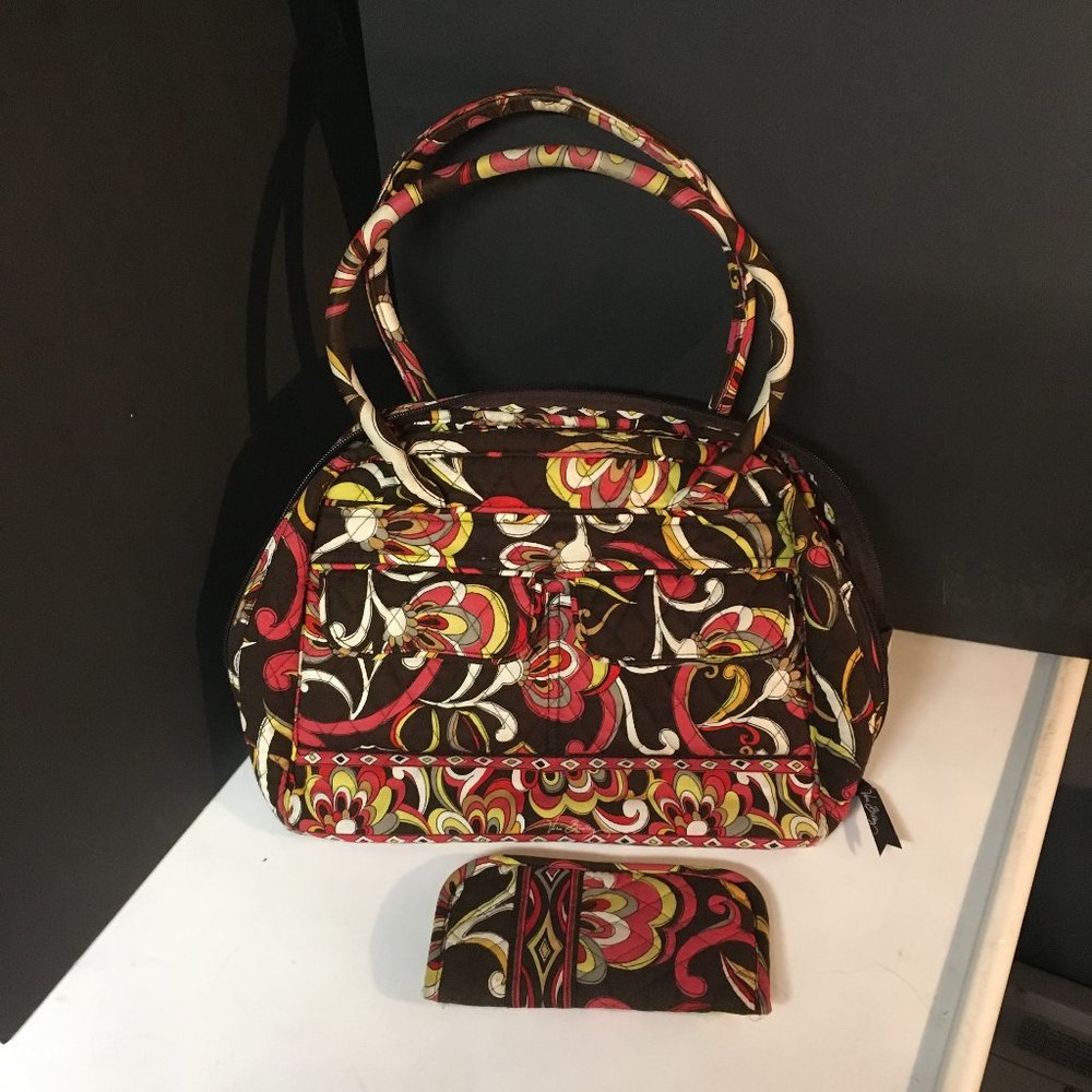Vera Bradley PUCCINI Large Bowler Bag, Retired!! with Free Eyeglass Case!!